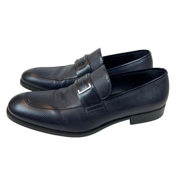 Alessandro dell Acqua Mens Dress Shoes Dark Navy Color Leather  Size 44 1/2 - Picture 1 of 12